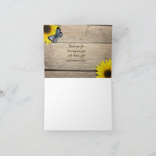 ひまわり素朴赤ちゃんシャワーありがとう 招待状 (内部)