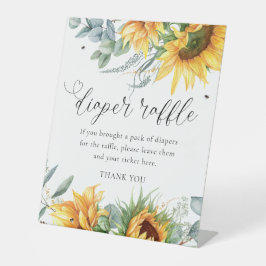 ひまわり素朴赤ちゃんシャワーおむつラッフル 台座サイン