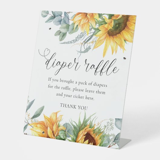 ひまわり素朴赤ちゃんシャワーおむつラッフル 台座サイン (正面)