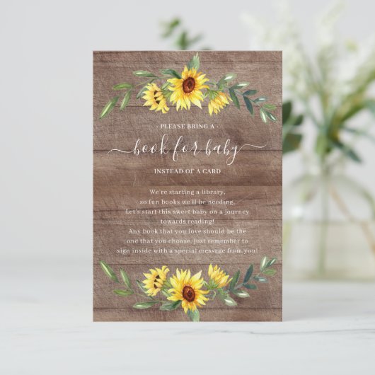 ひまわり素朴赤ちゃんシャワーベビー本 エンクロージャーカード (スタンド正面)