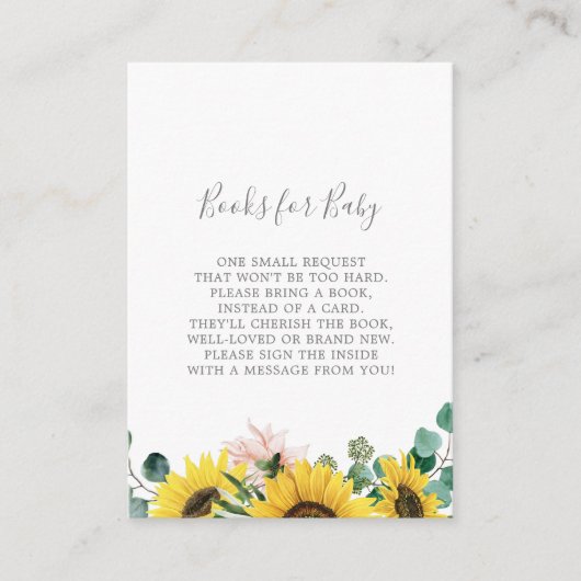 ひまわり素朴赤ちゃんシャワーベビー本 エンクロージャーカード (正面)