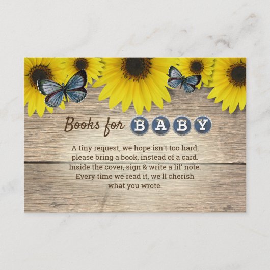 ひまわり素朴赤ちゃんシャワー予約リクエスト エンクロージャーカード (正面)