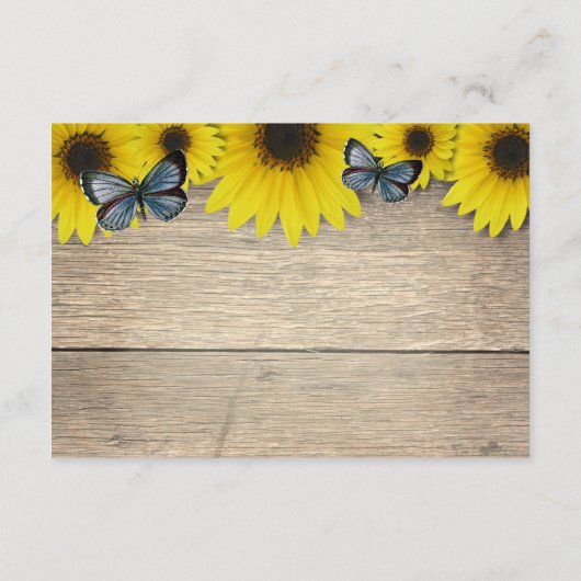 ひまわり素朴赤ちゃんシャワー予約リクエスト エンクロージャーカード (裏面)