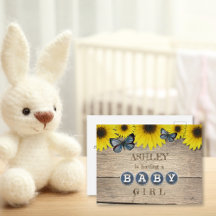 ひまわり素朴赤ちゃんシャワー招待状 |少女