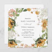 ひまわり素朴赤ちゃんシャワー招待状 招待状 (正面/裏面)