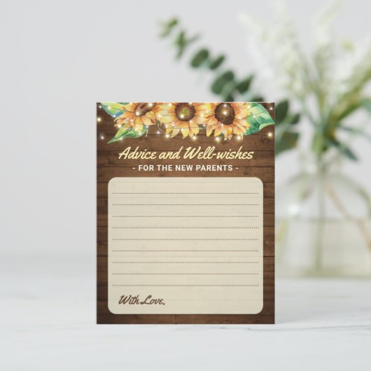 ひまわり素朴赤ちゃんシャワー親アドバイスカード (スタンド正面)