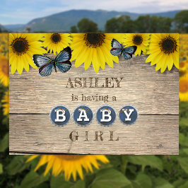 ひまわり素朴赤ちゃんシャワー |少女 招待状