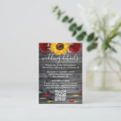 ひまわり素朴赤ローズウェディングRSVP QRコード エンクロージャーカード (スタンド正面)