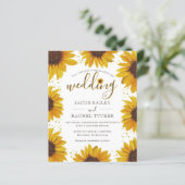 ひまわり素朴金ゴールドドットウッド結婚式招待状 (スタンド正面)