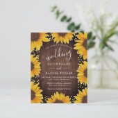 ひまわり素朴金ゴールドドット結婚式招待状 (スタンド正面)