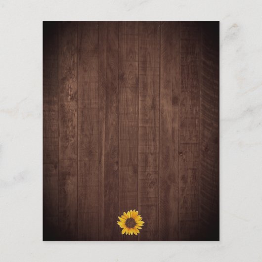 ひまわり素朴金ゴールドドット結婚式招待状 (裏面)