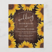 ひまわり素朴金ゴールドドット結婚式招待状 (正面)