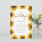 ひまわり素朴金ゴールドドット結婚式招待状 (スタンド正面)