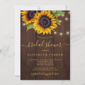 ひまわり素朴金ゴールド台本ブライダルシャワー 招待状 (正面)