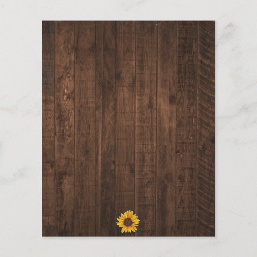 ひまわり素朴金ゴールド幾何学結婚式招待状 (裏面)