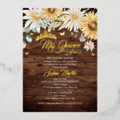 ひまわり素朴金ゴールド蝶キンセアニェラ 箔招待状 (正面)
