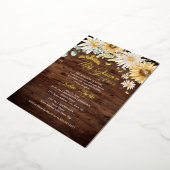 ひまわり素朴金ゴールド蝶キンセアニェラ 箔招待状 (回転した状態)