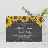 ひまわり素朴金ゴールド&チョーク結婚式招待状 招待状 (スタンド正面)