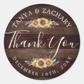 ひまわり素朴開花 |さん結婚ありがとう ラウンドシール (正面)