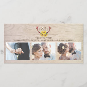 ひまわり素朴鹿〔雄ジカの〕枝角結婚ズサンキュー サンキューカード