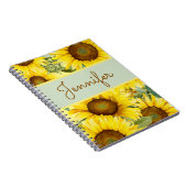 ひまわり素朴黄褐色の水色カスタム ノートブック (右側)