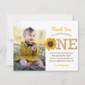 ひまわり素朴1stバースデーガールサンキューカード サンキューカード (正面)