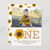 ひまわり素朴1stバースデーガールサンキューカード サンキューカード (正面/裏面)