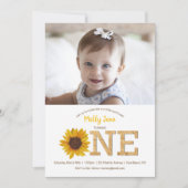 ひまわり素朴1stバースデーガール写真 招待状 (正面)