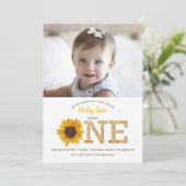 ひまわり素朴1stバースデーガール写真 招待状 (スタンド正面)