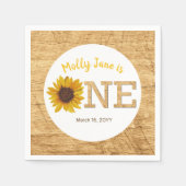 ひまわり素朴1st誕生日ボホウォーター色 スタンダードカクテルナプキン (正面)