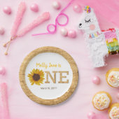 ひまわり素朴1st誕生日ボホウォーター色 ペーパープレート (パーティー)