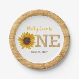 ひまわり素朴1st誕生日ボホウォーター色 ペーパープレート