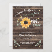 ひまわり素朴1st誕生日招待状 招待状 (正面)