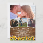 ひまわり素朴4フォト結婚式招待状 招待状 (正面)