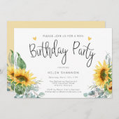 ひまわり素朴90th誕生日パーティー 招待状 (正面/裏面)