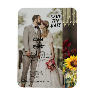 ひまわり素朴、ブルゴーニュバラ、ウッド、ライト、ジャー マグネット