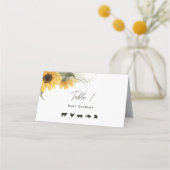 ひまわり素朴、座席表と食事のオプション プレイスカード (裏面)