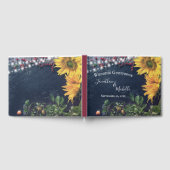 ひまわり素朴、石板とライトカントリー結婚式 ゲストブック (全面)