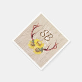ひまわり素朴〔雄ジカの〕枝角ズカントリー結婚ウッド スタンダードカクテルナプキン (角)