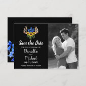 ひまわり素朴〔雄ジカの〕枝角フローラ結婚ズ セーブザデート (正面/裏面)