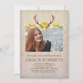 ひまわり素朴〔雄ジカの〕枝角 | Sweet sixteen誕生日 招待状 (正面)