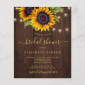 ひまわり素朴BUDGETブライダルシャワー招待状 (正面)