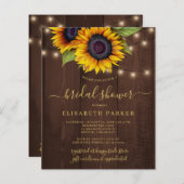 ひまわり素朴BUDGETブライダルシャワー招待状 (正面/裏面)