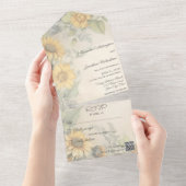 ひまわり素朴QRコード オールインワン招待状 (貼ってはがせる)