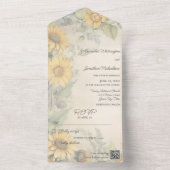 ひまわり素朴QRコード オールインワン招待状 (内側)