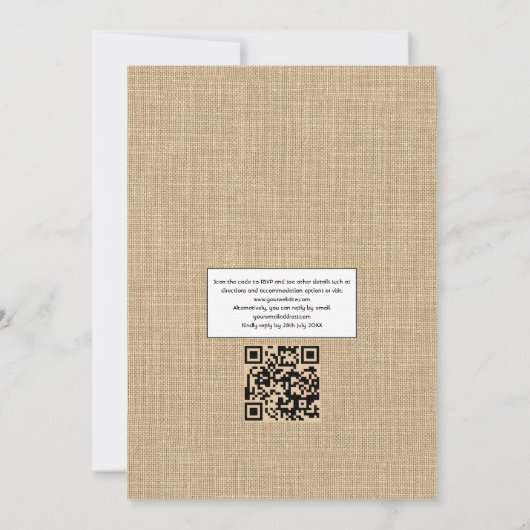 ひまわり素朴QRコードRSVPカントリーウェディング 招待状 (裏面)