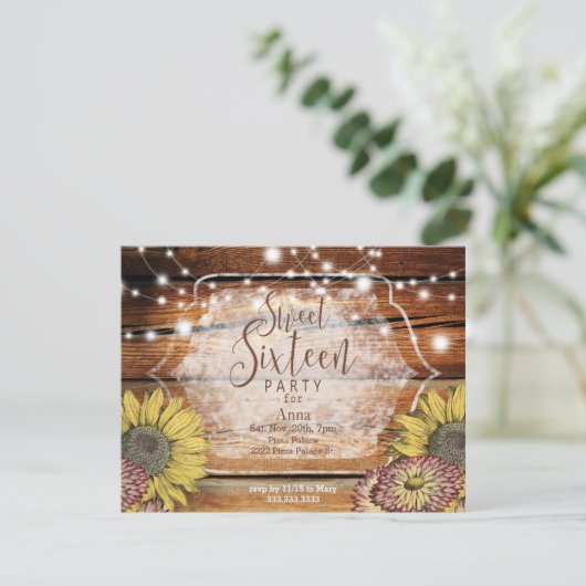 ひまわり素朴Sweet sixteenパーティの招待状 招待状 (スタンド正面)
