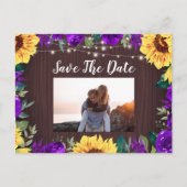 ひまわり紫のフローラ写真の保存日 案内ポストカード (正面)