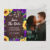 ひまわり紫のフローラ写真の保存日 案内ポストカード (正面)