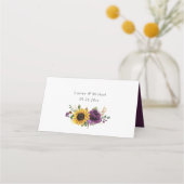 ひまわり紫バイオレット結婚花の座席表 プレイスカード (裏面)